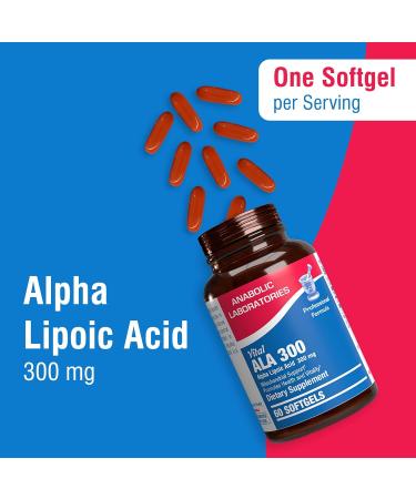 Alpha Lipoic Acid 300mg - Energy & Nerve Health Supplements | Vital ALA 300 - 60 Softgels Antioxidant Support - Buy Online on GoSupps.com