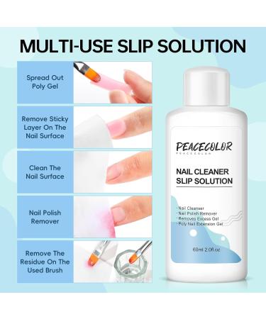 PEACECOLOR 60ML Slip Solution Cleanser Plus with Transparent False Nail Fixed Clip Dual End Nail Brush Kit for Poly Nail Gel Builder Nail Gel Home DIY Nail Art Use color 197 - Buy Online on GoSupps.com