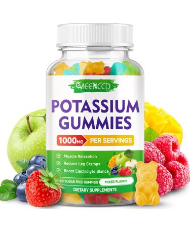 Potassium Citrate Gummies 1000mg High Potency Potassium Supplement for Adults Women & Men Support Leg Cramps & Muscle Health Sugar-Free Mixfed Fruit Flavor 60 Count Mixed Fruit 60 Count (Pack of 1)