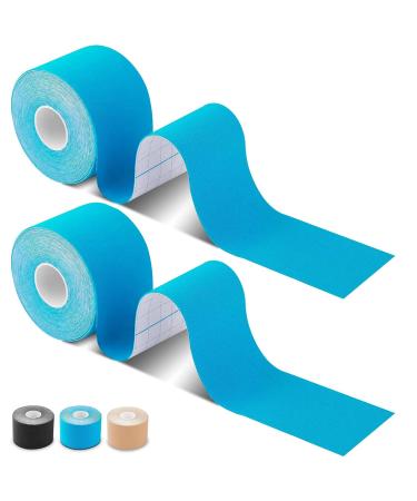 GNCLOUD Kinesiology Tape 2 Rolls 5cm x 5m Bandage Body Tape Athletic Tape Muscle Tape Elastic Muscle Support Tape for Exercise-Blue Kinesiology Tape-blue