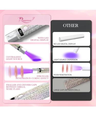 Ranrose Handheld UV Light for Gel Nails - 3W Rechargeable Mini Nail Dryer & Display Screen - Silver Diamond LED Nail Lamp for Salon & Home DIY - Buy Online on GoSupps.com