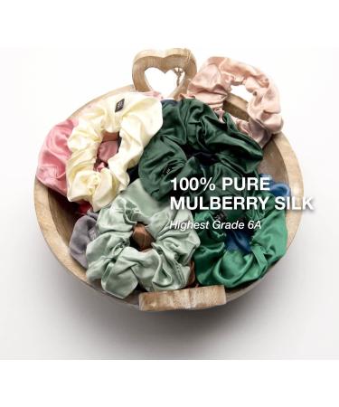 BasicSense Silk Hair Scrunchies Set - Luxurious Mulberry Hair Tie - Skinny Large Scrunchy - Purple Assortment - Set of 3 - Buy Online on GoSupps.com