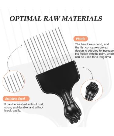 Afro Pick Comb Metal Pick Comb Plastic Afro Pick Hair Comb Wide Tooth Hair Pick Comb Metal Hair Coloring Comb Wig Braid Comb Hairdressing Styling Tool for Curly Hair Style Black (Funny Style) Black 1 Count (Pack of 1) - Buy Online on GoSupps.com