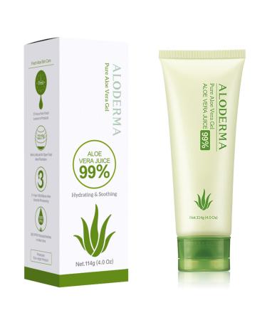 Aloderma 99% Organic Aloe Vera Gel, Bottled within 12 Hours of Harvest (114g, 4.0 oz), No Sticky Residue - No Powder Concentrates or Water Added - Eco-Friendly