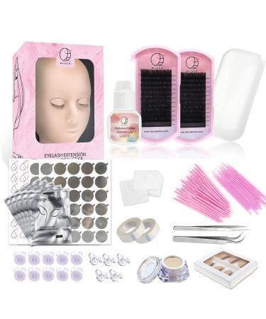 RIISCA Eyelash Extension Kit,Mannequin Head With Replaced Eyelids,Silicone Training Set,Lash Extension Supplies for Beginners,Professional Lash Extension Kit for Makeup and Eyelash Graft Replaced Mannequin Head Professiona…