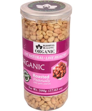 Blessfull Healing Organic Natural Vegan Chilly Garlic Roasted Peanuts Crunchy Healthy Snacks 500 Gram - Buy Online on GoSupps.com
