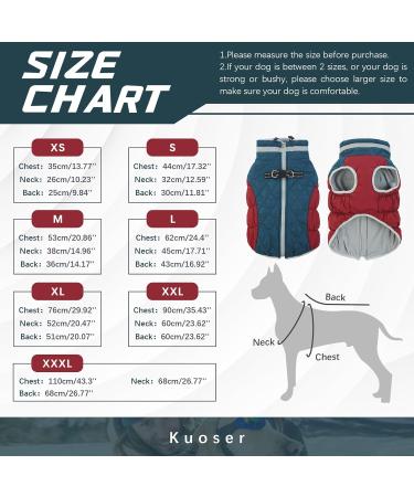 Kuoser Warmth Dog Coat | Windproof Reflective Jacket for Small & Large Dogs | Winter Dog Coat with Zipper - Blue Large - Buy Online on GoSupps.com
