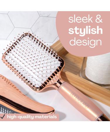 Paddle Hair Brush for Detangling, Blowdrying, and Straightening - Lily England Gel Handle Hairbrush for Women and Kids - Ideal for All Hair Types (Rose Gold) - Buy Online on GoSupps.com