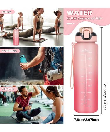 Buy Codicile 1L Sport Drinking Bottle with Straw - Dishwasher Safe Time Marked Non-Toxic Pink Gradient - Perfect for Running Cycling Gym & Office - Buy Online on GoSupps.com