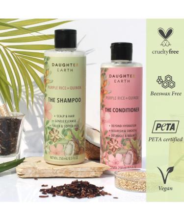 DAUGHTER EARTH Shampoo with Purple Rice & Quinoa | Nourishment & Hairfall Rescue | Dandruff & Frizz Control | Gentle Cleanser for Softer Stronger Hair | 250 ml - Buy Online on GoSupps.com