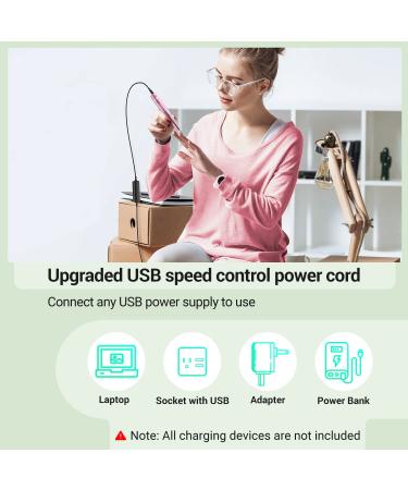 AIRSEE 20000 RPM USB Portable Electric Nail Drill Kit - Cordless Professional Efile for Manicure Pedicure - Pink - Buy Online on GoSupps.com