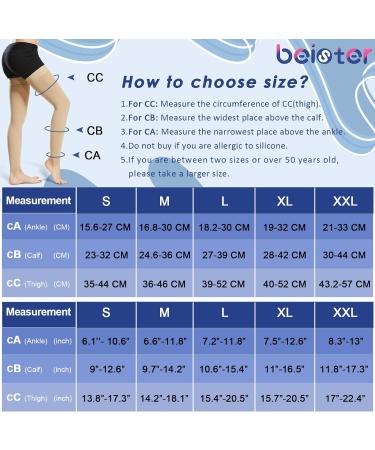 Beister 15-20 mmHg Thigh High Compression Stockings for Women & Men - Medical Grade Footless Support Sleeves for Varicose Veins, DVT, Edema - Beige - Buy Online on GoSupps.com
