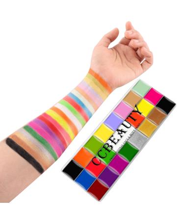 Ccbeauty Professional Body Painting Colors - Non-Toxic Face Paint Palette with 22 Oil-Based Colors & 10 Brushes for Halloween & Theater Art - Buy Online on GoSupps.com
