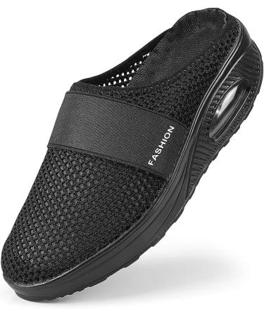 Horblux Women's Air Cushion Slip-On Walking Shoes - Orthopedic Diabetic Sandals with Arch Support, Size 9, Black - Buy Online on GoSupps.com