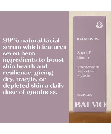 Balmonds Super 7 Serum - 99% Natural Facial Serum with Seven Hero Ingredients for Skin Health & Resilience Ideal for Dry and Sensitive Skin 30 ml - Buy Online on GoSupps.com