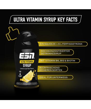 ESN Ultra Vitamin Syrup - Pack of 4 (4 x 65ml) Lemon Iced Tea | Vitamins for 6 Litres of Ready-to-Drink Beverage - Buy Online on GoSupps.com