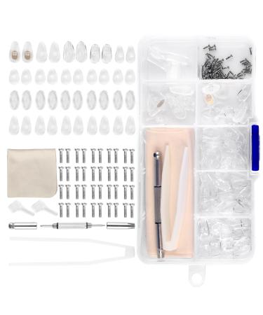 Famcuche 35 pairs of nasal pads soft silicone slipproof glasses pads with screws tweezers and cleaning cloth transparent nasal cushion glasses with box glasses pads self -adhesive for glasses