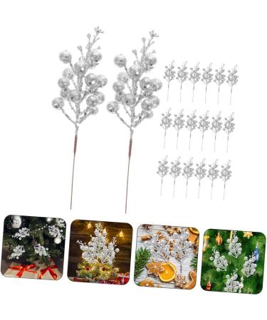 DECHOUS 20pcs Christmas Imitation Berries Christmas Decorations Wreath Flower Garland Tree Branches for Decoration Simulation Berries Branch Fake Berry Christmas Tree Foam Artificial Fruit Silver 19X5X5CM - Buy Online on GoSupps.com