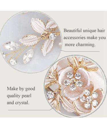 Wedding Hair Clip Rhinestone Hair Clip Hair Accessories for Women and Girls Handmade Bridal Headpiece Hair Pins Flower Crystal Barrette for Wedding Party Bridesmaid Hair Piece (Gold) - Buy Online on GoSupps.com