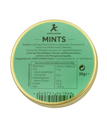 AMPELMANN Peppermint Pastilles | PFEFFERPRINZ | 30g Metal Tin Mints | Authentic Berlin Souvenir with Peppermint Oil - Buy Online on GoSupps.com