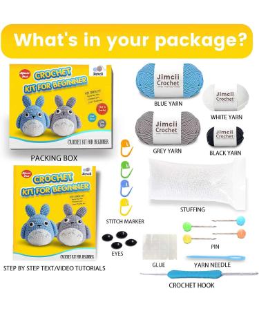 Jimcii Crochet Kit for Beginners - Knitting Kit for Adults with Step-by-Step Video Tutorials - Buy Online on GoSupps.com