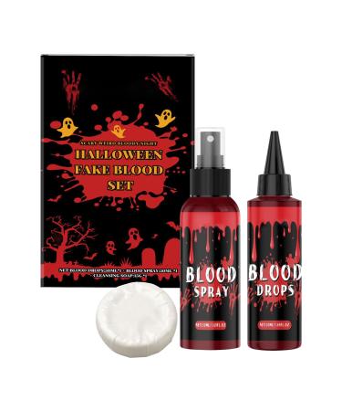 Gwtdtoad False Blood Hemoglobin Make-Up Kit Liquid Soap Cleanser Face Makeup for Vampire Zombie Costumes Men Women
