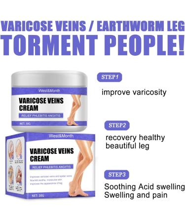 30g Varicose Vein Cream - Spider Vein Treatment & Phlebitis Skin Care Ointment for Improved Blood Circulation & Relief for Tired Legs - Buy Online on GoSupps.com