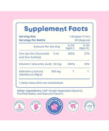 JoySpring ZincBerry - Kids Zinc & Vitamin Supplement (2 fl oz) Immune Support Drops with Elderberry Flavor for Kids 3-16+ Years 2 Fl Oz (Pack of 1) - Buy Online on GoSupps.com