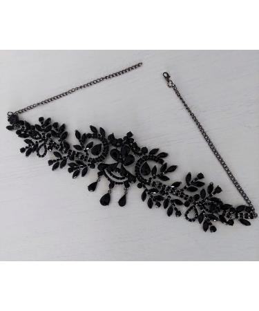 Nereida's Secret Bridal Rhinestone Headband - Gothic Black - Wedding Flapper Hair Accessory - Buy Online on GoSupps.com
