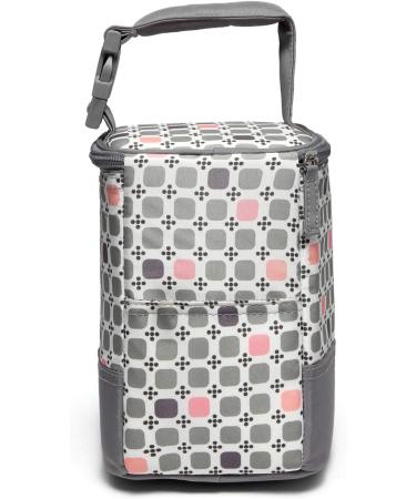 LCY Insulated Baby Bottle Cooler Bag | Holds 4 Bottles | Grey & Pink Dots - Buy Online on GoSupps.com