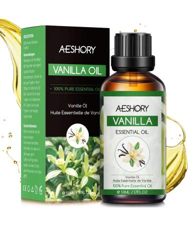 Aeshory essential oils vanilla 50ml 100% natural essential vanilla oil therapeutic quality aromatherapy fragrance oils for diffuse humidifier skin care hair care massage bathroom
