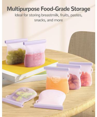 Jelly Ruru Breast Milk Bags - 7 Pack 250ml Silicone Storage Containers - LFGB Certified & Outlet-Safe - Ideal for Breastfeeding & Baby Food - Purple - Buy Online on GoSupps.com