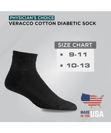 Veracco Diabetic Ankle/Quarter Cotton Socks for Men (3 Packs) 10-13 Black | Non-Binding Wide Top for Comfort and Support - Buy Online on GoSupps.com