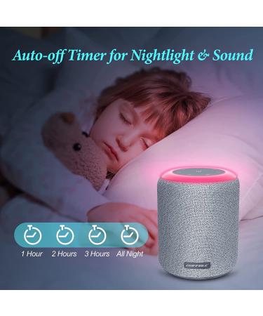 BUFFBEE White Noise Sound Machine for Sleeping | 17 Soothing Sounds | Night Light | Memory Function | Fabric Design | Ideal for Home, Office, Kids & Adults - Light Grey - Buy Online on GoSupps.com