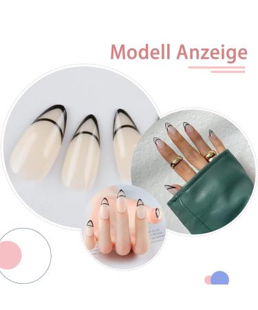 Vivid Stella Shiny Almond French Press-On Nails - 24 Full Cover Abstract Nude Oval Acrylic Sets - Buy Online on GoSupps.com