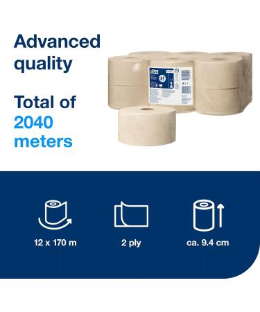 Tork Mini Jumbo Toilet Roll Natural T2 Advanced Quality 2 ply 1 roll x 170m 120377 - Buy Online on GoSupps.com