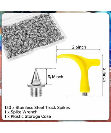 130 Pcs Stainless Steel 3/16 Inch Spikes with Wrench - Replacement for Track Shoes, Ice Cleats - Pyramid Spikes for Hiking, Running, High Jumping - Storage Box Included - Buy Online on GoSupps.com