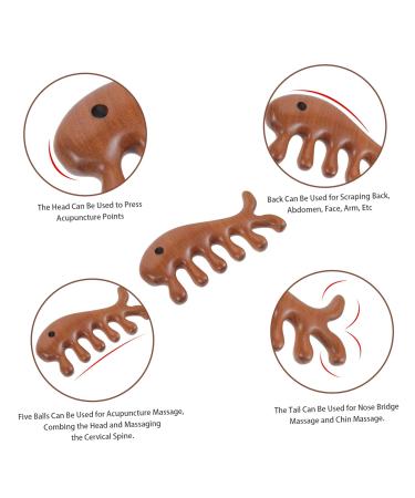Minkissy 5x Fish-Shaped Massage Comb | Comfortable Wide Tooth Comb | No Static Wooden Gua Sha Tool for Scalp & Hair Care - Buy Online on GoSupps.com