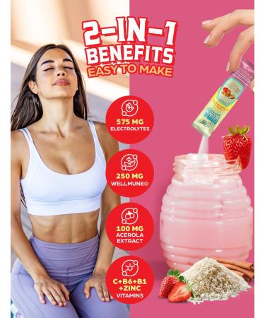 KLASS VIDA Hydration + Immunity Electrolyte Drink Mix Strawberry Horchata Agua Fresca | Sugar-Free Powder with Wellmune Acerola Coconut Water & Minerals | 15 Single-Serve Stick Packs - Buy Online on GoSupps.com