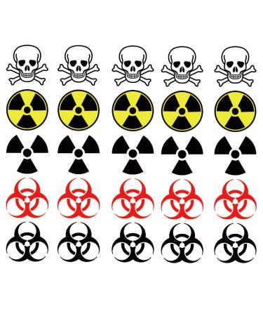 Warning Symbol Temporary Tattoos: Biohazard  Radiation  Poison Halloween Tattoo