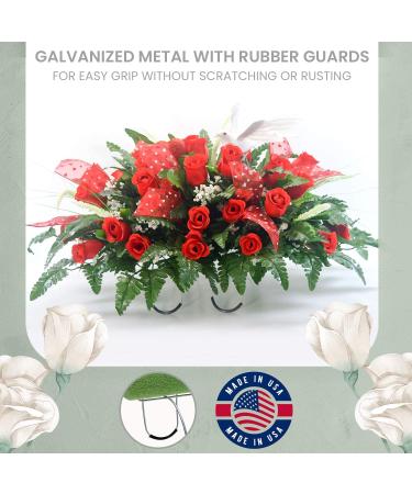 2 Pack 12 Inch Wire Rustproof Galvanized Cemetery Headstone Saddle with Foam - Gravestone Decoration - Buy Online on GoSupps.com