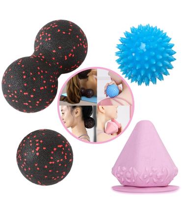 Suuwwn fascia ball 4 PCs massage ball back lacrosse ball fascia ball for feet facial ball fascia roller small fascia ball back spine for fascia training alleviate pain