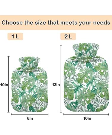 NAANLE Cartoon Palm Leaf Hot Water Bottle 1L for Menstrual Cramps Relief | Heat & Cold Therapy | Transparent Cover - Buy Online on GoSupps.com