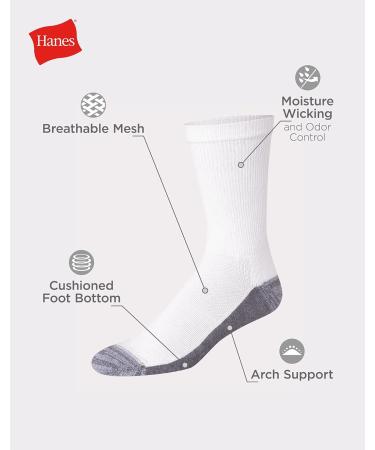 Hanes Men's X-Temp Cushioned Crew Socks 12-Pack (12-14) - Black - Buy Online on GoSupps.com