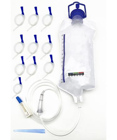 1200ML Enema Bag Kit SOYESY Reusable Home Enema Kit for Colon Cleanse Colon Douche Cleaning Bag kit Suitable for Coffee Water Therapy - Includes 10 Replacement Nozzles