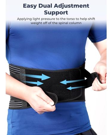 KKM Back Brace for Lower Back Pain Relief - Herniated Disc Sciatica Scoliosis Support Belt Breathable Design Removable Lumbar Pad XL Black for Men & Women - Buy Online on GoSupps.com