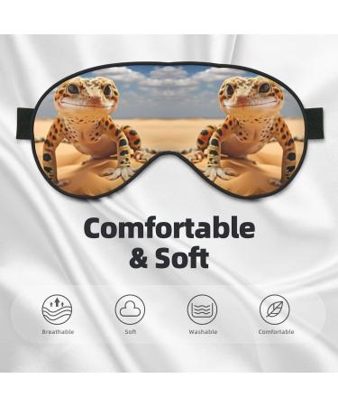 BREAUX Sand Leopard Gecko Print Sleep Eye Mask | Double Sided Blackout Eye Mask for Women & Men | Ultimate Comfort for All Night Rest - Buy Online on GoSupps.com