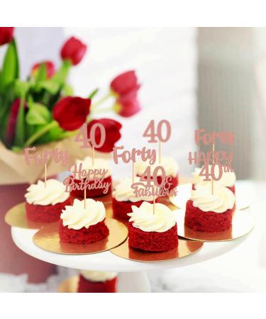 40 Pieces Rose Gold Glitter 40th Birthday Cupcake Toppers | Perfect for Teen Party Decorations - Buy Online on GoSupps.com