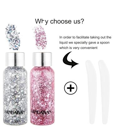 Shop Body Glitter Gel - Festival & Mermaid Chunky Sparkling Glitter Liquid for Face & Body | Long-Lasting Silver & Pink Sequins - Buy Online on GoSupps.com