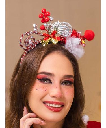 IYOU Christmas Hat Headband Red Bell Berry Hair Bands Xmas Festival Hair Accessories for Women and Girls - Buy Online on GoSupps.com